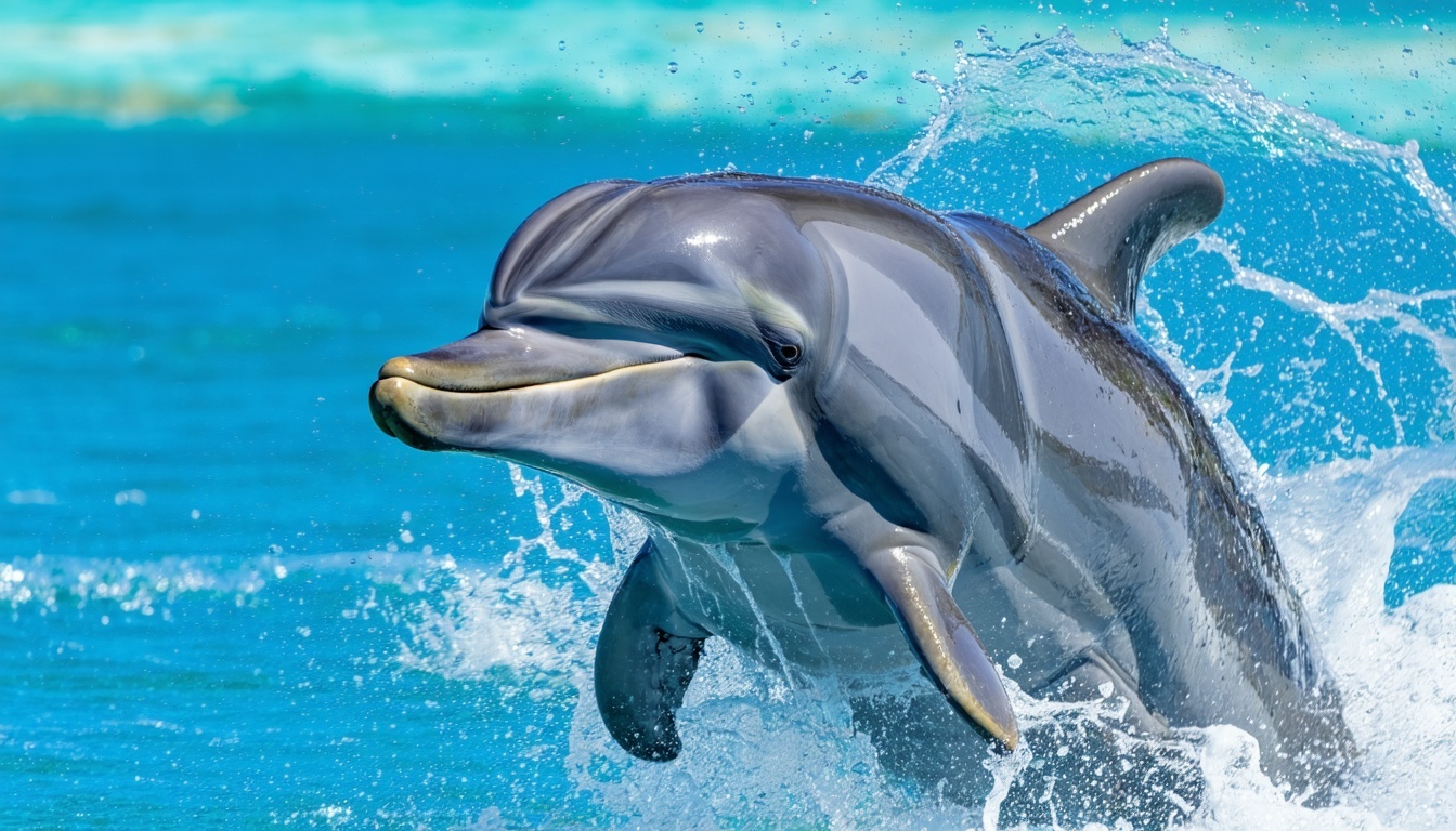 Close-up of a dolphin encounter at Aquaventure World Dubai